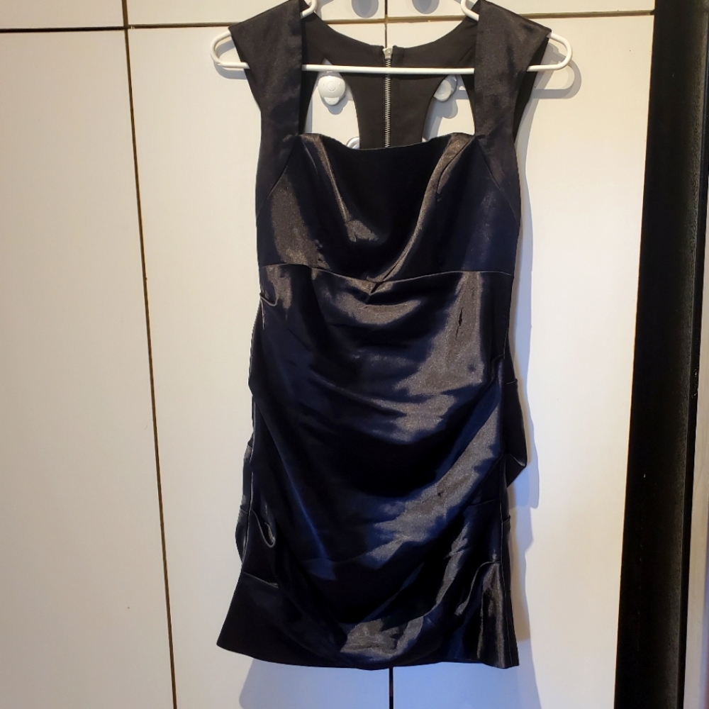 Womens elegant satin material-short cut dress